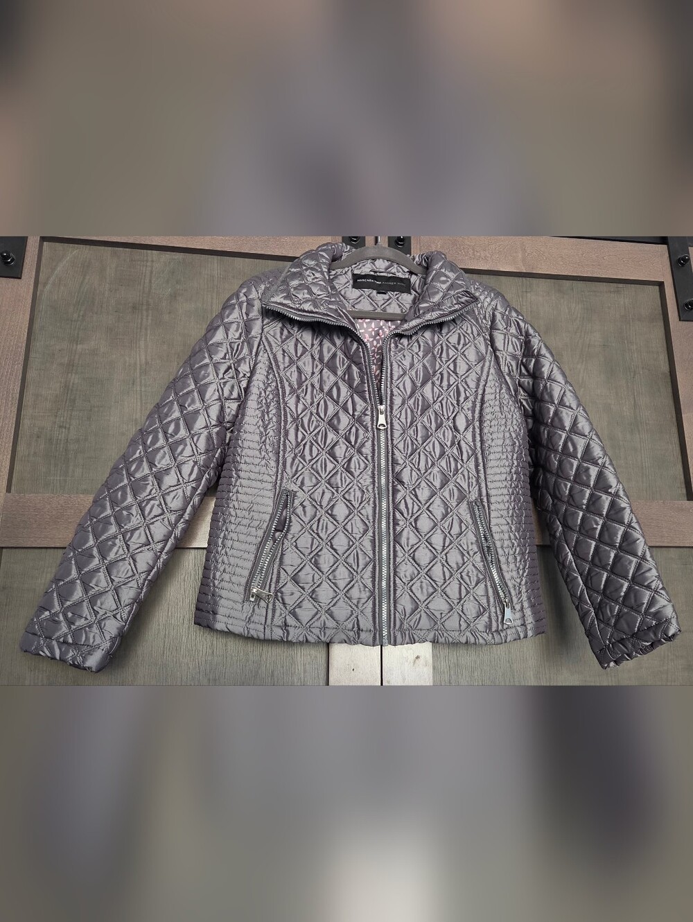 Marc New York Andrew Marc Quilted Jacket Women's Small Gray Lightweight Zip Coat